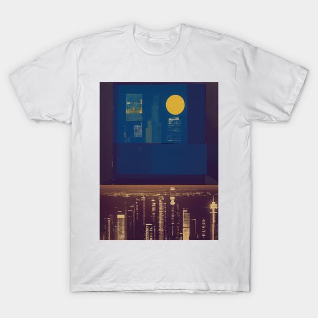 Collage Cityscape Skyline at Night T-Shirt by Banyu_Urip